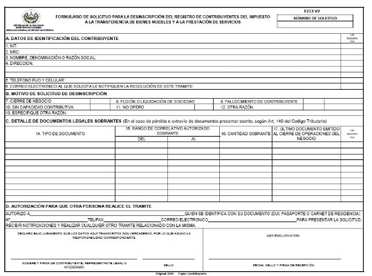 Formulario de Solicitud para la Desinscripción del IVA