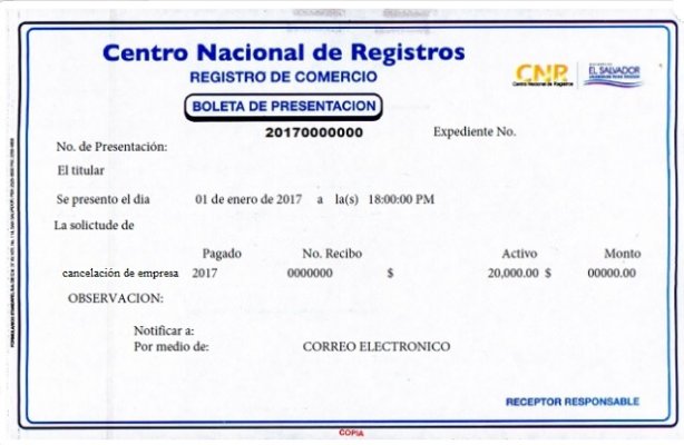 Boleta de presentación de cancelación de matricula