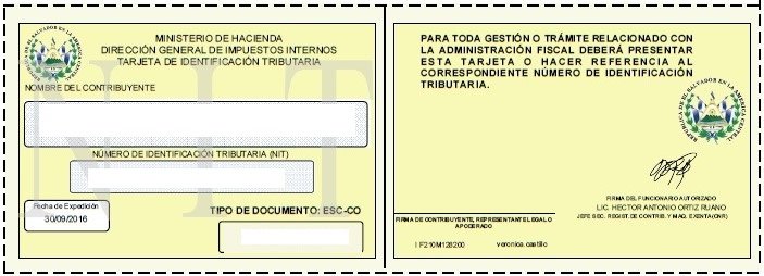 Tarjeta NIT 